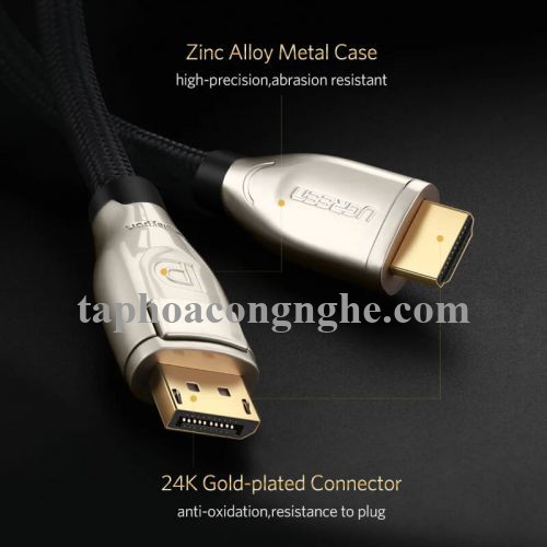 Ugreen 40435 3M Màu Đen Cáp chuyển đổi Displayport 1.2 sang HDMI 2.0 cao cấp DP111 30040435